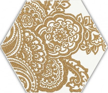 Декор Shiny Lines Gold Heksagon Inserto B 17.1x19.8 глазурованный, матовый керамогранит