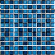 Мозаика PW2323-04 керамика 30х30 см глянцевая чип 23х23 мм, голубой, синий