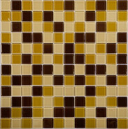 Мозаика 823-006 стекло 31.8х31.8 см глянцевая чип 25х25 мм, бежевый, золотой, коричневый