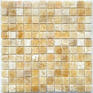 Мозаика из оникса Honey onyx PIX306, чип 23x23 мм, 30.5х30.5 см полированная, бежевый