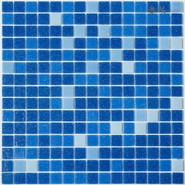 Мозаика MIX21 Синий (сетка) стекло 32.7х32.7 см глянцевая чип 23х23 мм