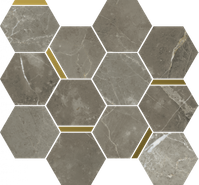 Мозаика Stellaris Tuscania Grey Mosaico Chic керамогранит 28.3х32.8 см Italon матовая, золотой-oro-gold, серый 620110000225