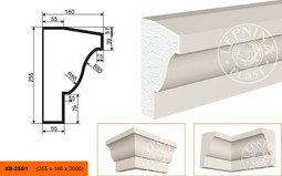 Лепнинапласт Карниз КВ-255/1 фасадный полистирол 2000х255х160 мм с покрытием эластичной шпатлёвкой PS-TechnoPlaster