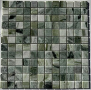 Мозаика PIX 314 Jet Green, мрамор 30.5х30.5 см Pixmosaic полированная чип 23х23 мм, зеленый, серый