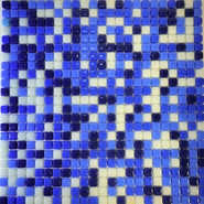 Мозаика QS-402 цельнокрашенная стекло 30х30 см глянцевая чип 1х1 мм, синий, голубой, белый