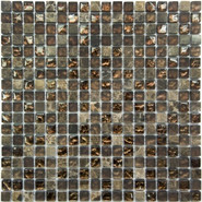 Мозаика S-834 стекло 30.5х30.5 см матовая чип 15х15 мм, коричневый, серый
