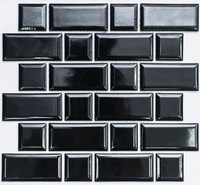 Мозаика PR 4595-44 керамика 29.1х29.4 см глянцевая чип 45х45, 45х95 мм, черный
