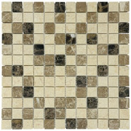 Мозаика Marble Mosaic Mix stone 1 Mat камень 30х30 см матовая чип 23х23 мм, бежевый, коричневый, черный