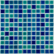 Мозаика PW2323-14 керамика 30х30 см глянцевая чип 23х23 мм, бирюзовый, синий