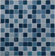 Мозаика SG-8074 стекло 31.8х31.8 см глянцевая чип 25х25 мм, голубой, синий
