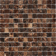 Мозаика из мрамора Dark Emperador PIX217, чип 23x23 мм, сетка 305х305x6 мм глянцевая, коричневый