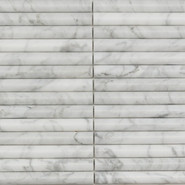 Мозаика Pixmosaic PIX 342 Bianco Carrara, Convex, чип 20х151 мм, сетка 300х305х12 мрамор матовая серый