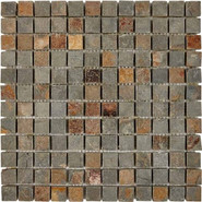 Мозаика из сланца Slate Rusty PIX299, чип 23х23 мм, сетка 305х305 мм природная, коричневый, серый