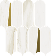 Мозаика Stellaris Carrara Ivory Mosaico Elegant керамогранит 32.5х36.1 см Italon полированная, белый, золотой-oro-gold 620110000231