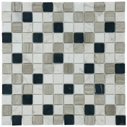 Мозаика Marble Mosaic Mix stone 4 Pol камень 30х30 см полированная чип 23х23 мм, черный, серый, белый