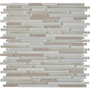 Мозаика из мрамора и стекла PIX735, чипы 8x48/98/148 мм, сетка 300х300x8 мм глянцевая, бежевый, белый