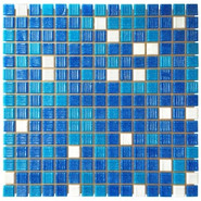Мозаика стеклянная Aquaviva Cuba Dark 32.7х32.7 см матовая чип 20х20 мм, белый, голубой 023331