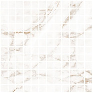 Мозаика Blanc Statuario Gold Mosaic Soft 30x30 керамогранит Living Ceramics матовая чип 25х25 мм, бежевый, белый LV10634