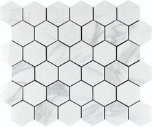 Мозаика Satuario Glacier 48 Hexagone mosaic 30.9х32.2 керамогранит Velsaa Mosaic полированная чип 48х48 мм, серый