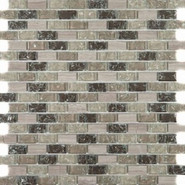 Мозаика BL8604 стекло+камень 30x30 см глянцевая чип 15x30 мм, серый