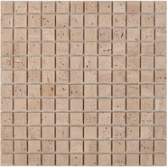 Мозаика из травертинаTravertine PIX258, чип 23х23 мм, сетка 300х300х4 мм матовая, бежевый