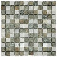 Мозаика Marble Mosaic Mix quartz stone камень 30х30 см чип 23x23 мм, серый, коричневый