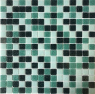 Мозаика из стекла PIX111, чип 20x20 мм, бумага 316х316х4 мм глянцевая, белый, зеленый, черный