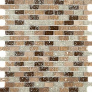 Мозаика BL8602 стекло+камень 30x30 см глянцевая чип 15x30 мм, коричневый