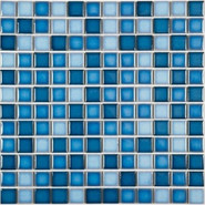 Мозаика PW2323-03 керамика 30х30 см глянцевая чип 23х23 мм, голубой, синий