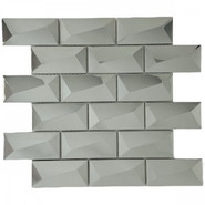 Мозаика Marble Mosaic Brick Metal нержавеющая сталь 30х30 см 3D чип 48х98 мм, серебро-silver