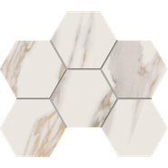 Мозаика RM01 Hexagon 25x28,5 неполированная керамогранит Estima Miramare, бежевый, белый, серый 70430