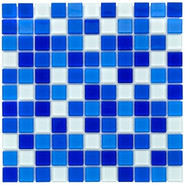 Мозаика стеклянная Aquaviva Сristall Bagama темная DCM303 30х30 см глянцевая чип 25х25 мм, голубой, синий 017386