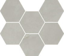Мозаика Континуум Сильвер Гексагон керамогранит 25х29 см матовая, серый 620110000188