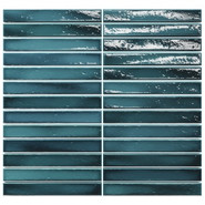 Мозаика Short Stick Sapphire Crackle керамика 28х30 см Amadis Fine Tiles глянцевая чип 20х150 мм, голубой, синий 8436552229347