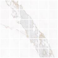 Мозаика Blanc Calacatta Gold Mosaic Soft 30x30 керамогранит Living Ceramics матовая чип 55х55 мм, белый, серый LV10641