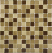 Мозаика 823-060 стекло 31.8х31.8 см глянцевая чип 25х25 мм, бежевый, коричневый