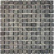 Мозаика из сланца Slate Black PIX297, чип 23х23 мм, сетка 305х305 мм природная, серый