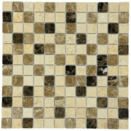 Мозаика Marble Mosaic Mix stone 1 Pol камень 30х30 см полированная чип 23х23 мм, бежевый, коричневый, черный