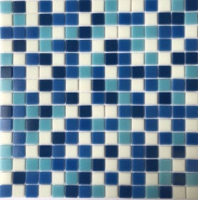 Мозаика из стекла PIX106, чип 20x20 мм, бумага 316х316х4 мм глянцевая, белый, голубой, синий
