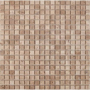 Мозаика из травертина Travertine PIX259, чип 15х15 мм, сетка 300х300х4 мм матовая, бежевый