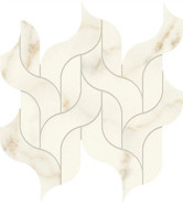 Мозаика Marvel Calacatta Apuano Mosaico Waterfall Lappato 30,5x27,7 керамогранит лаппатированная, бежевый AF8R