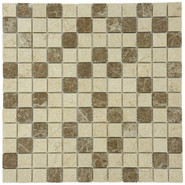Мозаика Marble Mosaic Mix stone 5 Pol камень 30х30 см полированная чип 23х23 мм, бежевый, коричневый