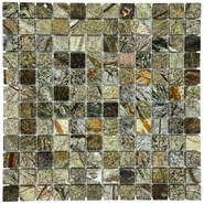 Мозаика Marble Mosaic Fancy green Pol камень 30.5х30.5 см полированная чип 23х23 мм, зеленый