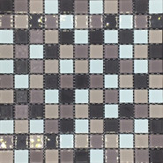 Мозаика из стекла PIX015, чип 25x25 мм, сетка 300х300х4 мм глянцевая, белый, серый, черный