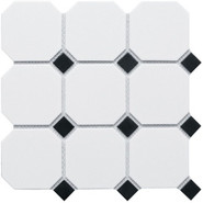 Мозаика Керамическая Octagon big White/Black Matt (CLA006) 300х300х6