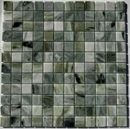Мозаика PIX 314 Jet Green, мрамор 30.5х30.5 см Pixmosaic полированная чип 23х23 мм, зеленый, серый