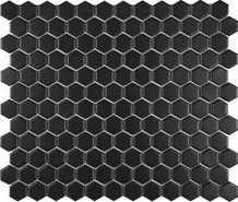 Мозаика KHG23-2G керамика 26x30 см глянцевая чип 23x26 мм, черный
