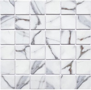 Мозаика PIX758 из стекла, 30х30 см Pixmosaic матовая чип 48x48 мм, белый, серый