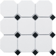 Мозаика Керамическая Octagon big White/Black Matt (CLA006) 300х300х6