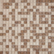 Мозаика из мрамора Emperador Light, Crema Nova PIX275, чип 15x15 мм, сетка 305х305x4 мм матовая, бежевый, коричневый